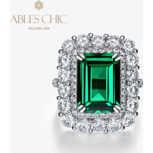 Royal Temperament Lab Emerald Floral Statement Ring Sterling Silver Green Tsavorite 5A Zircon Bridal Wedding Rings S2R1S2R1160