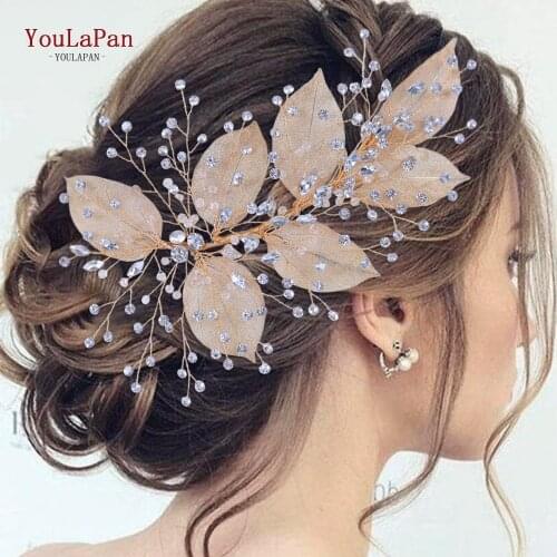 YouLaPan HP285 Wedding Crown and Tiaras Leaf Crown Sliver Wedding Headband Bridal Headpieces Rhinestone Bridal Tiara for Women