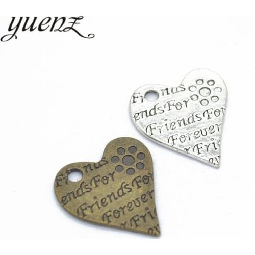 YuenZ 5pcs 2 colour Antique Silver color heart Charm fit for Bracelets Necklace DIY Metal Jewelry Making 27*24mm A18