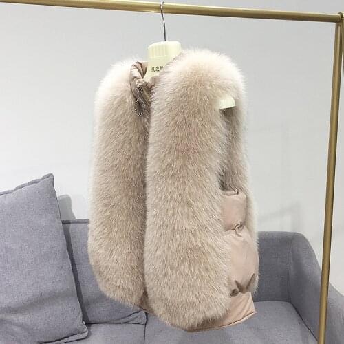 Autumn and winter new full fox fur grass vest short womens jacket down season European station