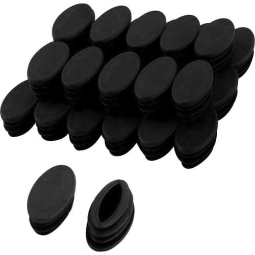 Hard Plastic Table Chair Feet Oval Tube Insert End Cap Black ,Pack of 100