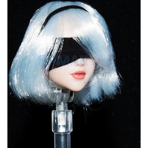 1/6 Scale Anime Female Head Sculpt White Short Hair Head Model Accessories for 12'' Action Figure Steel Body