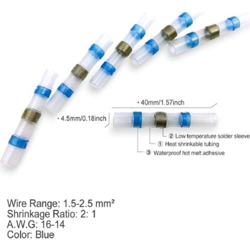 10pcs Practical Electrical Waterproof Seal Heat Shrink Butt Terminals Solder Sleeve Wire Connectors B99