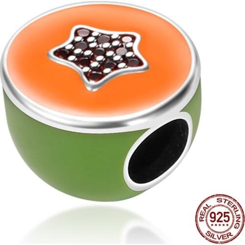 100% Real 925 Sterling Silver Zircon Papaya Beads Fit Original Pandora Bracelet&Bangle Making Fashion DIY Jewelry For Women