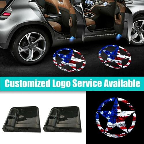 2Pcs Infrared Sensor Five-pointed Star US Flag Logo Car Door HD Laser LED Shadow Projection Light
