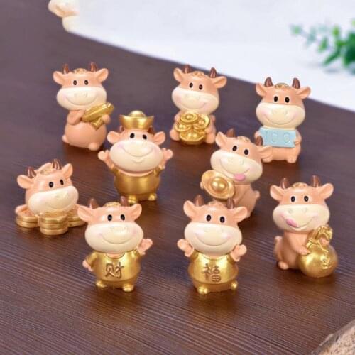 2021 Cute Cow Gardening Bonsai Decoration Resin Crafts DIY Micro Landscape Miniature Fairy Garden Decoration Accessories