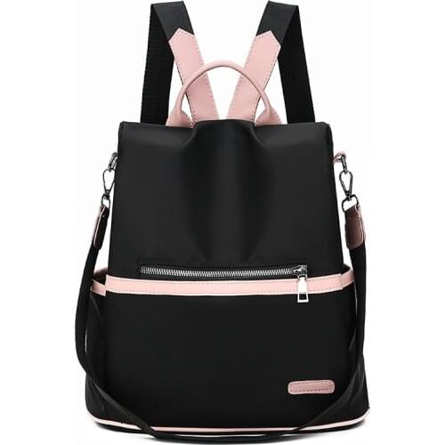 2021 Casual Oxford Backpack Women Black Waterproof Nylon School Bags for Teenage Girls High Quality Fashion Travel Tote Packbag