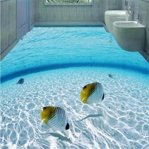 Beibehang Bathroom ocean 3D flooring custom non-woven waterproof living room bathroom wallpaper decoration