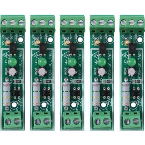 5PCS AC 220V Optocoupler Isolation Module Voltage Detector Board TTL 3-5V SCM Testing for Microcontroller Adaptive PLC