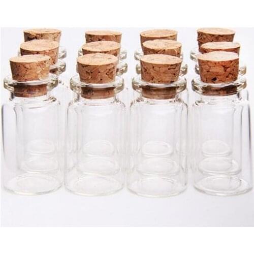 500 x 7ML Clear Small Cute Mini Cork Stopper Glass Jars Containers Mini Wishing Bottle Glass Craft