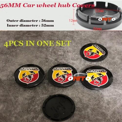 56mm ABS Label 4pcs/lot Car Wheel Hub Caps for Abarth Logo Badge Emblem Auto Car Wheel Rims Hub Caps Wheel Center Sticker 56mm
