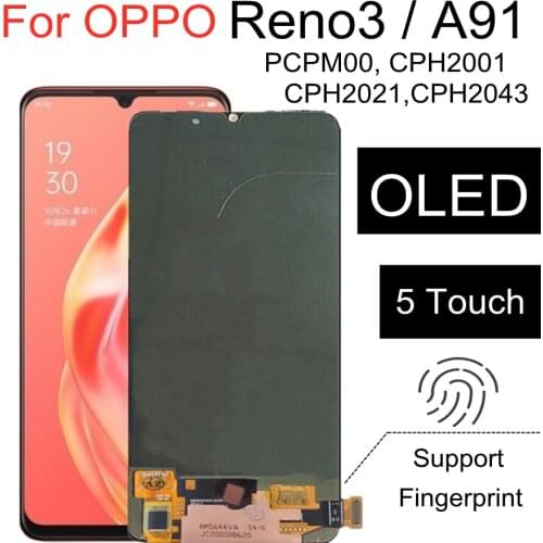 6.4“ OLED screen For OPPO A91 PCPM00, CPH2001, CPH2021 / Reno3 CPH2043 LCD Display Touch Screen Digitizer Assembly Replacement