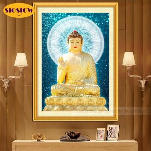 5D DIY Diamond Painting Buddhist Buddha Statue 3D Diamond Mosaic Embroidery Chinese Cross Stitch Full Set Round Religious Gifts