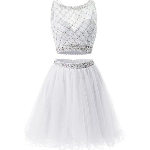 ANGELSBRIDEP Cheap Short Mint Two Pieces Homecoming Dresses 2021 Sequined Tulle Homecoming Dress Party Gowns Graduation Dresses