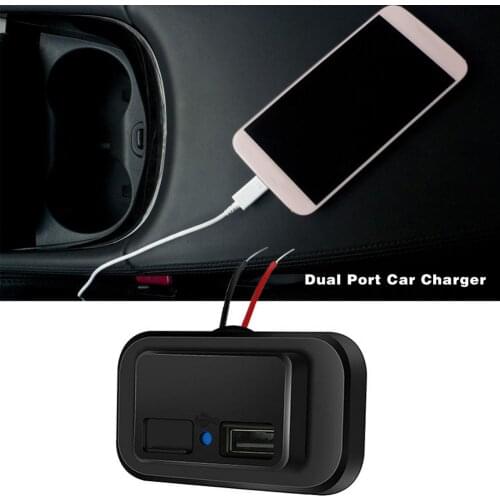 Car Dual USB Charger Socket Power Outlet Auto Dual Port Charger For Car, Boat, Marine, RVs, Bus, Motorcycle, Etc