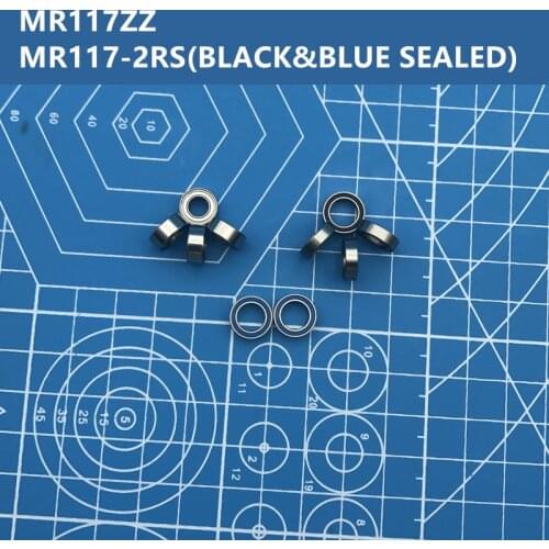 Free Shipping high quality MR117ZZ MR117-2RS (BLACK&BLUE SEALED) Bearing 10PCS 7*11*3 mm MR117 Miniature Bearings MR117 2RS
