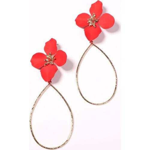 CHENFAN big ear rings Matt paint red flower earrings drop alloy womens earrings 2020 Europe explosions jewelry present for girl