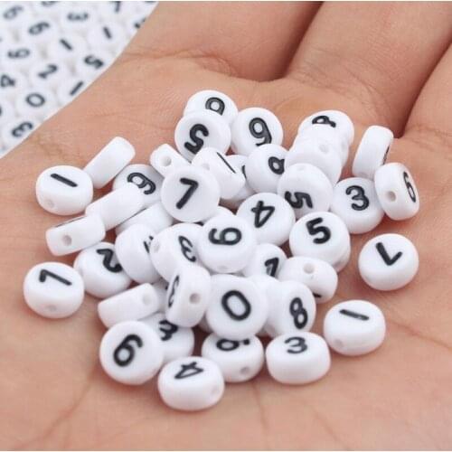 4*7mm Random Mixed Russian Letter Acrylic Round Flat Digital Heart Beads For Jewelry Making Diy Bracelet Finding