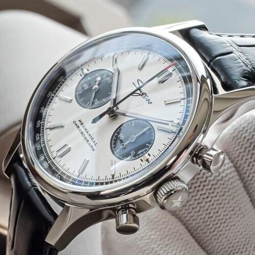 Fashion Military Pilot Mens Watch Mechanical Panda Dial 40mm Seagull Watch 1963 Swan Neck 38mm Men Watch Chronograph Waterproof