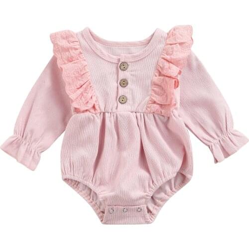 Ma&Baby 0-24M Newborn Infant Baby Girls Romper Lace Ruffles Corduroy Jumpsuit Princess Baby Girl Autumn Spring Costumes DD88
