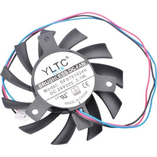 DFS701024H 24V 3.1W Diameter 65mm, hole pitch 40mm, 3 wires, cooling fan for graphics card