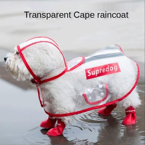 Dog Raincoat New Spring Puppy Dog Reflective Strip Pet Raincoat Waterproof Transparent Poncho Teddy Puppies Small Dog Clothes