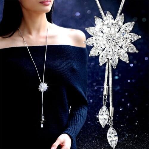 Pop accessories sun flower crystal necklace can be used to adjust chain necklace Valentines Day gift to girlfriend