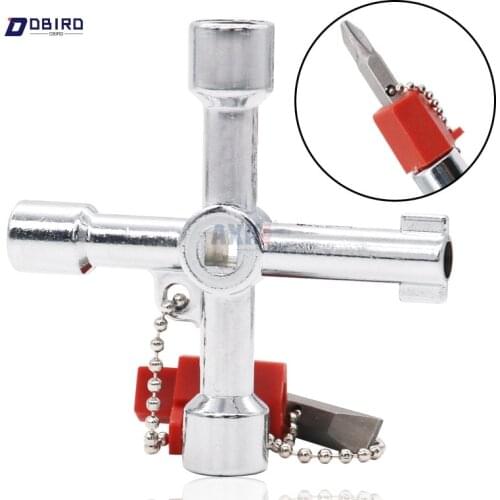 4 In 1 Cross Switch Key Wrench With Accessories Universal Square Triangle Train Electrical Cupboard Box Elevator Cabinet Alloy