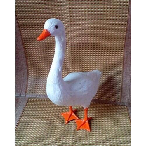 Simulation cute white goose 38x25x14cm model polyethylene&furs goose model home decoration props ,model gift d403