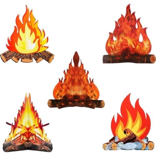 Artificial Fire Fake Flame Paper 3D Campfire Centerpiece Cardboard Flame Torch for Campfire Halloween Party Decoration