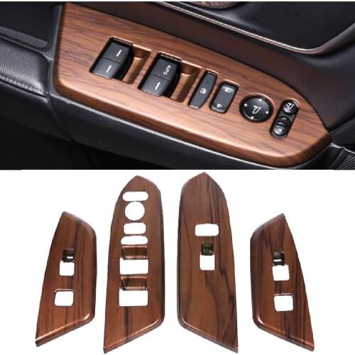 JEAZEA 4x Car Styling ABS Peach Wood Grain Window Lift Switch Button Cover Trims Door Fit For Honda CRV CR-V 2017 2018 2019 2021