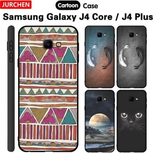 JURCHEN Soft TPU Cover For Samsung Galaxy J4 Plus Case 3D Relief Print Silicone Phone Cover Coque For Samsung J4 Core Case 2018