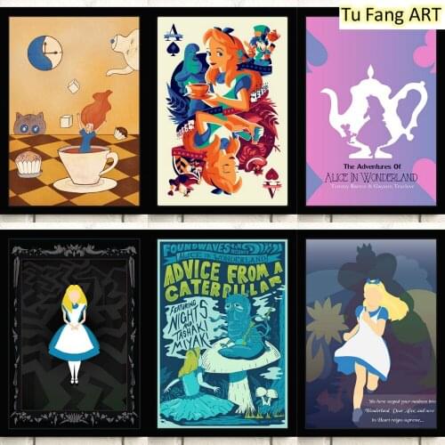 Disney Anime Canvas Painting Alice In Wonderland Wall Art Prints Posters Room Decor Pictures for Bedroom Kids Home Decoration