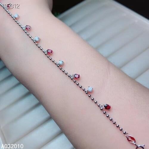 KJJEAXCMY Fine Jewelry 925 Sterling Silver inlaid gemstone garnet women hand bracelet fashion support test hot selling