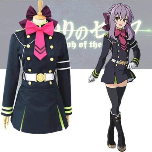 Seraph of the end Hiiragi Shinoa cosplay costume military uniform custom made
