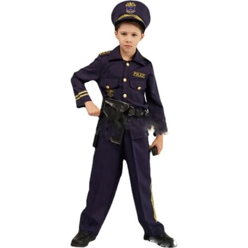 New Policeman Halloween Costumes for Kids Boys Girls Children Performance Police Outfit Cool Boys Role Play Party Costume Police