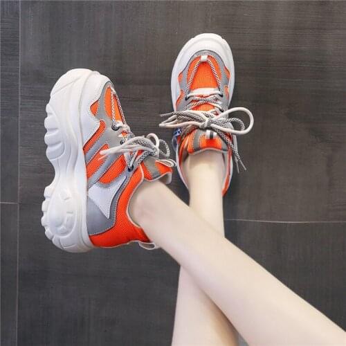 8CM Thick Bottom Chunky Sneakers Women White Black Patchwork High Platform Shoes Woman Casual Autumn Winter Wedges Footwear