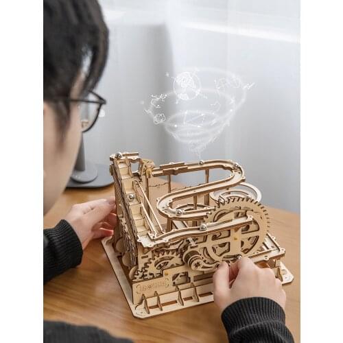 Curiosity Marble Race Run Maze Balls Track DIY 3D Wooden Puzzle Coaster Model Building Kits Toys Gift for Children Drop Shipping