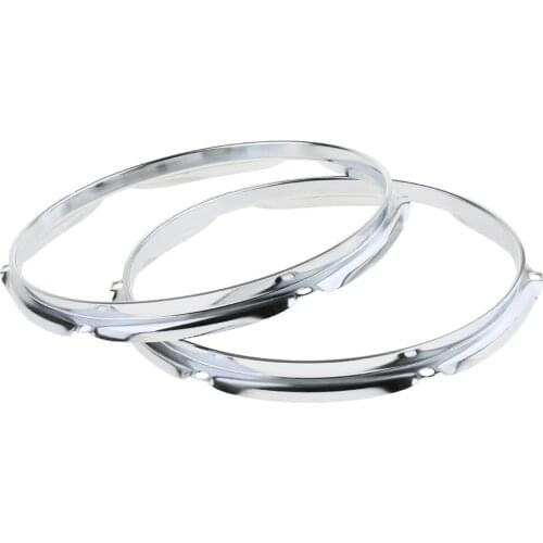 Tooyful 1 Pair Iron Tom Drum Die Cast Hoop Rim Rings Silver for Drum-player Percussion Instrument Accessory