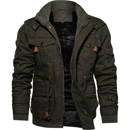 Military Jacket Men Winter Thick Cargo Jacket Coat Thermal Fleece Pilot Jackets Plus Size 4XL Coat Clothing Drop Shipping