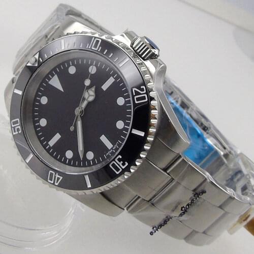 40mm Black Dial Sapphire Glass Date Steel Bracelet Ceramic Bezel NH35A MIYOTA 8215 Automatic Mechanical Mens Watch
