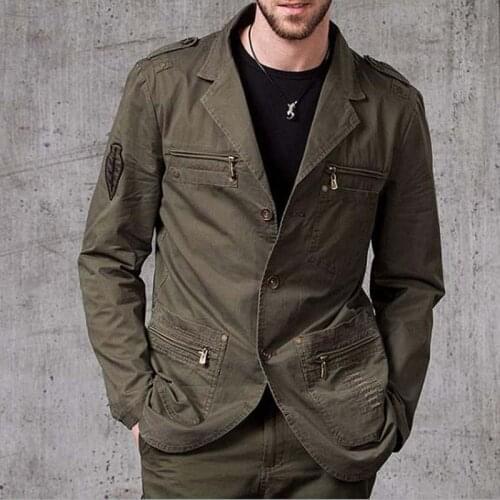 Spring Autumn Cotton BLAZERS Mens Leisure Suit Long Sleeve Thin Man Coat Outer Slim OUTERWEAR Male Wear