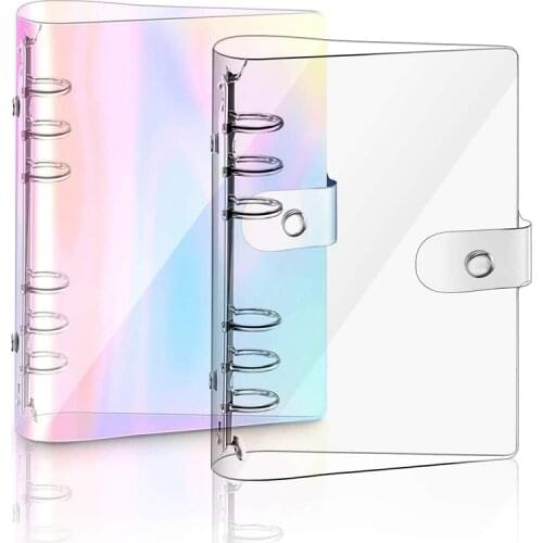 2 PCS A5 Rainbow Soft PVC Notebook Binder Clear Soft PVC Notebook Cover, Loose Leaf Personal Planner Binder