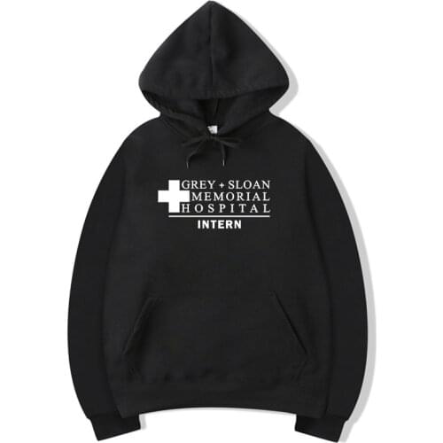 Pkorli GreyS Anatomy Sweatshirt Men Women Grey+ Sloan Memorial Hospital Intern Hoodie Pullovers Long Sleeve Fleece Hoody