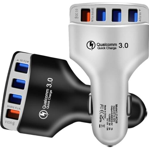Useful QC3.0 4USB Car Charger Fast Charge Car Charger One for Four Vehicle-Mounted Mobile Phone Charger Cross-Border Wholesale