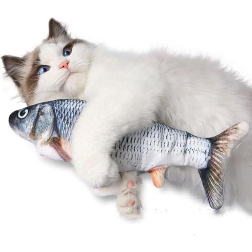 Christmas 30CM Cat Toy Fish USB Electric Charging Simulation Dancing Jumping Moving Floppy Fish Cat Toy For Cats Toys Interactiv