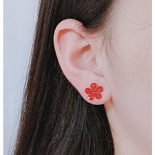 Red Cherry Strawberry Earring Sweet Girlish Temperament Fashion Jewelry Mushroom Apple Flower Exquisite Ladies Earrings