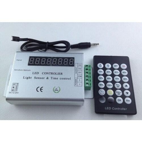 [Seven Neon]Free DHL shipping wholesale 24keys DC12V/24V 12A light sensor&time program LED controller for single light LED strip