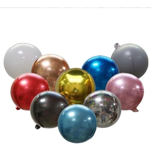 Rose Gold 4D Round Aluminum Foil Balloons Metal Balloon Wedding Decoration Birthday Party Helium Balloon Supplies