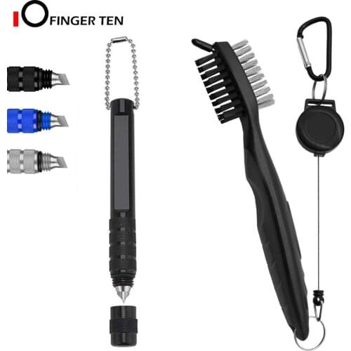 Golf Club Brush Groove Cleaner Sharpener Tool Value Set Cleaning Hook to Golf Bag for Wedge Irons Shoe